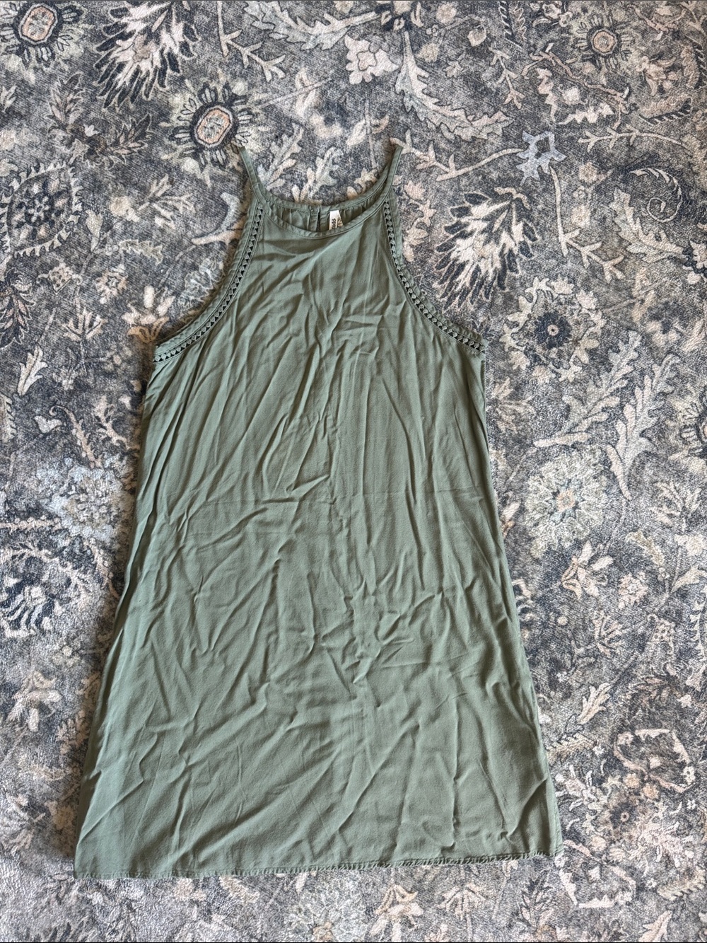Mudd Olive Green Sleeveless Top with Crochet Detail